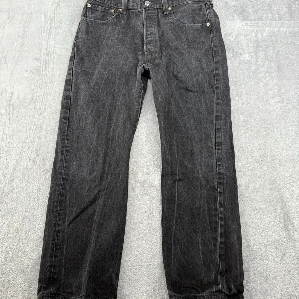 Levis Mens 501 Jeans Original Fit 100% Cotton Denim Button Fly Straight 34 Black